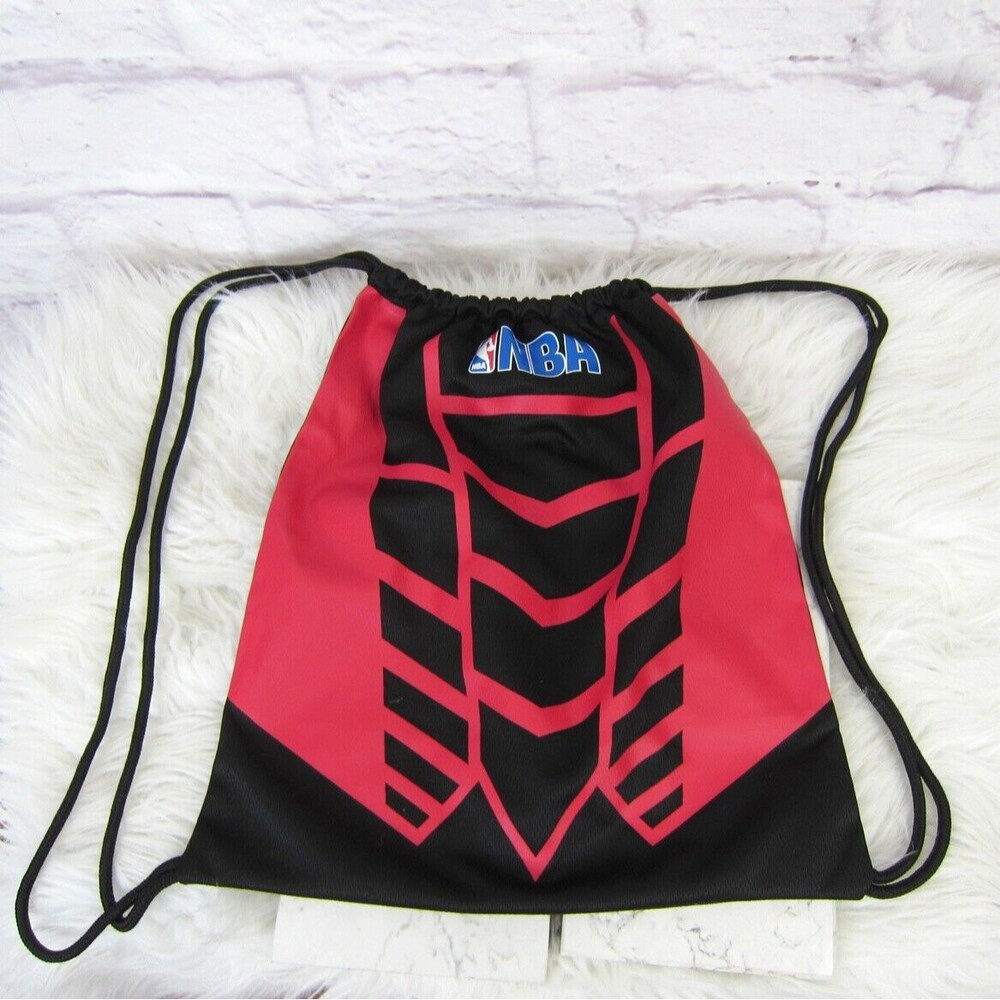 NBA Drawstring Bag Sling Bag Gym Sack Black & Red